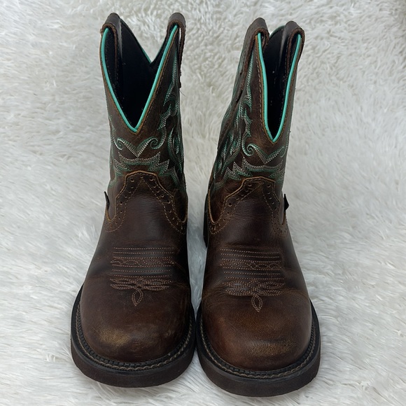 ❌SOLD❌Justin Gypsy Gemma 8" Western Boots Brown Green Festival Boho Rodeo Cowb… - Picture 3 of 11